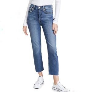 RE/DONE Comfort Stretch High Rise Stove Pipe 26 Medium Stone Jeans
